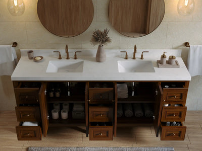 Nashville Teak Wood 84 in. W x 22 in. D Double Sink Bathroom Vanity