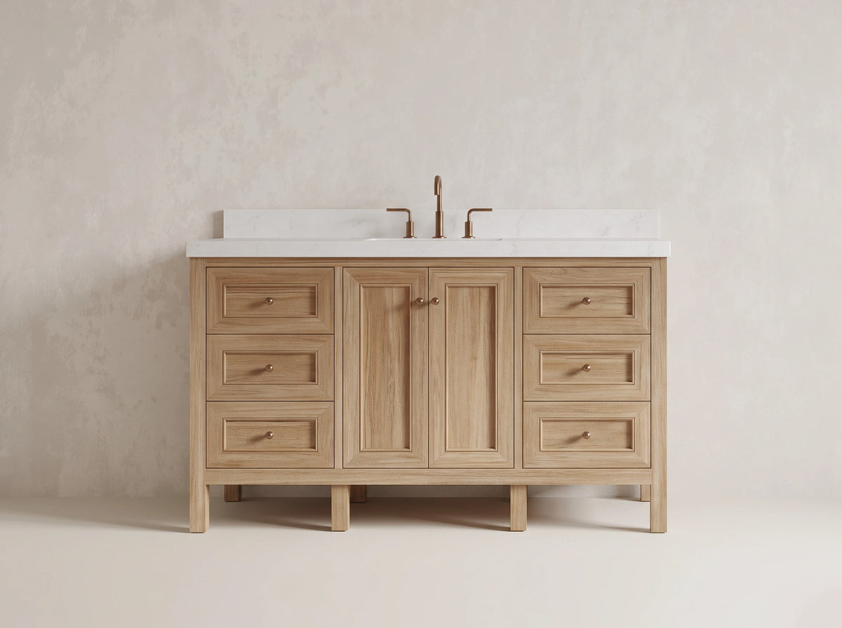 Nashville Teak Wood 60 in. W x 22 in. D Single Sink Bathroom Vanity