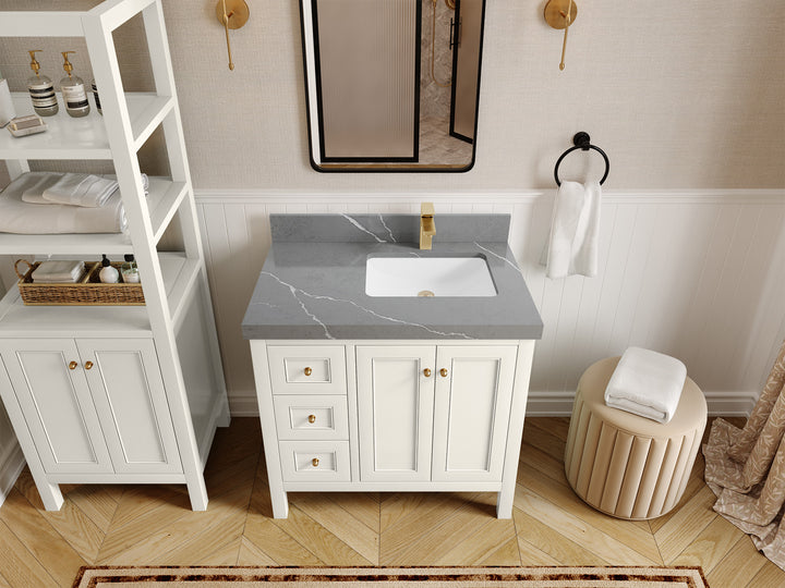 Nashville 36 in. W x 22 in. D Right Offset Sink Bathroom Vanity - photo 16