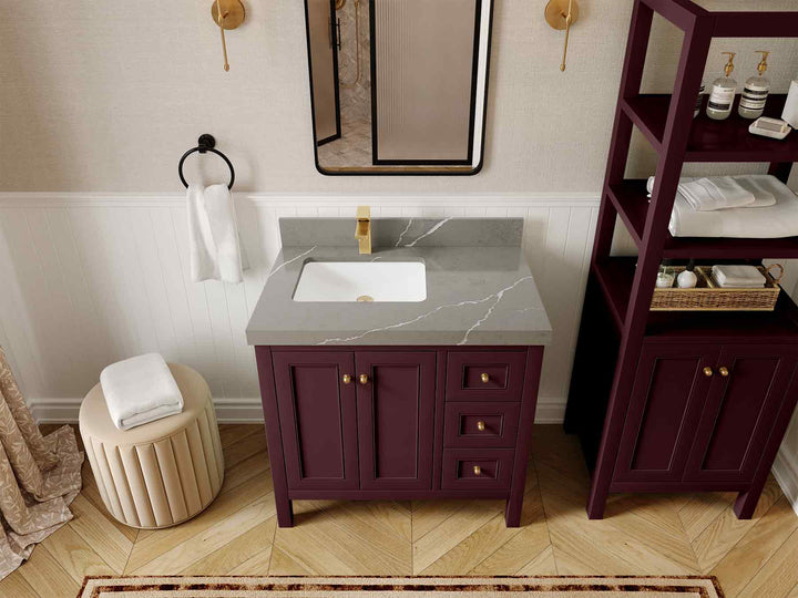 Nashville 36 in. W x 22 in. D Left Offset Sink Bathroom Vanity - photo 25