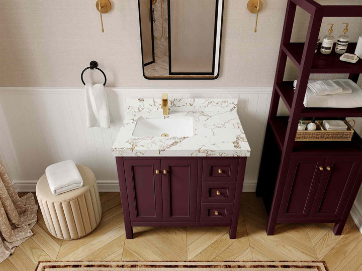 Nashville 36 in. W x 22 in. D Left Offset Sink Bathroom Vanity - photo 41