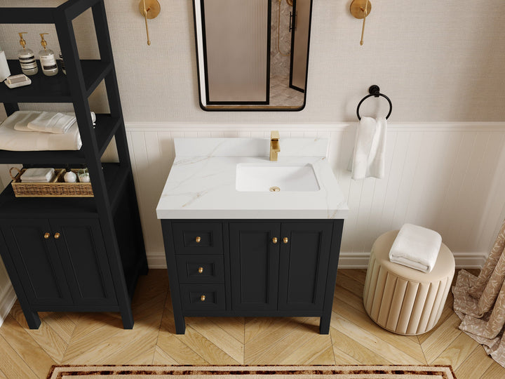 Nashville 36 in. W x 22 in. D Right Offset Sink Bathroom Vanity - photo 38