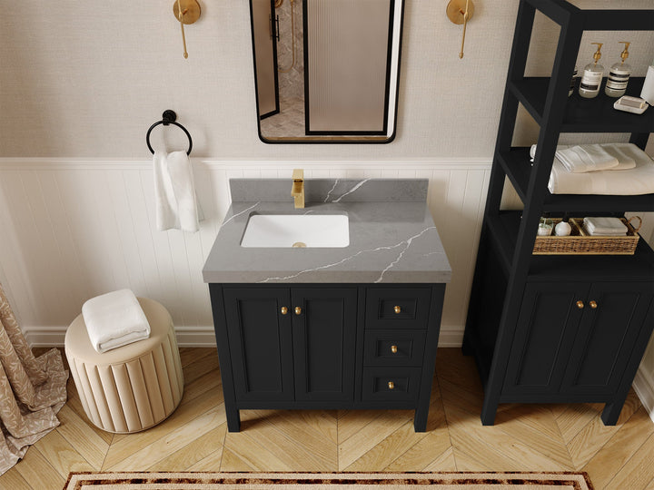 Nashville 36 in. W x 22 in. D Left Offset Sink Bathroom Vanity - photo 14