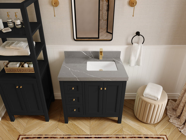 Nashville 36 in. W x 22 in. D Right Offset Sink Bathroom Vanity - photo 32