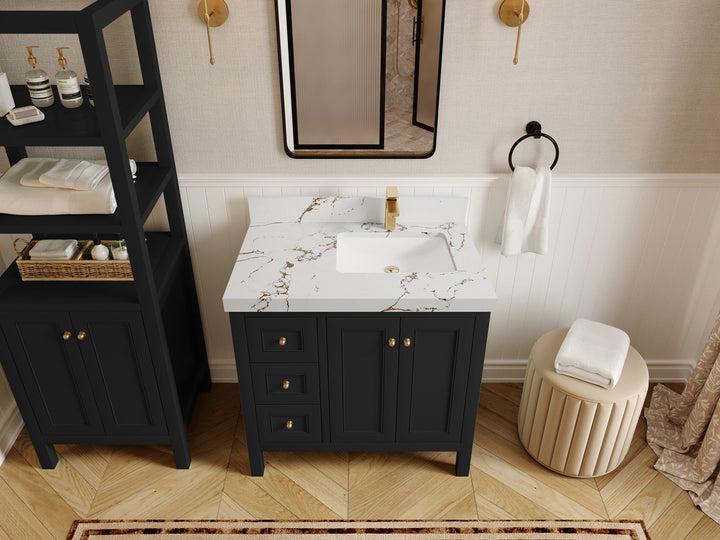 Nashville 36 in. W x 22 in. D Right Offset Sink Bathroom Vanity - photo 44