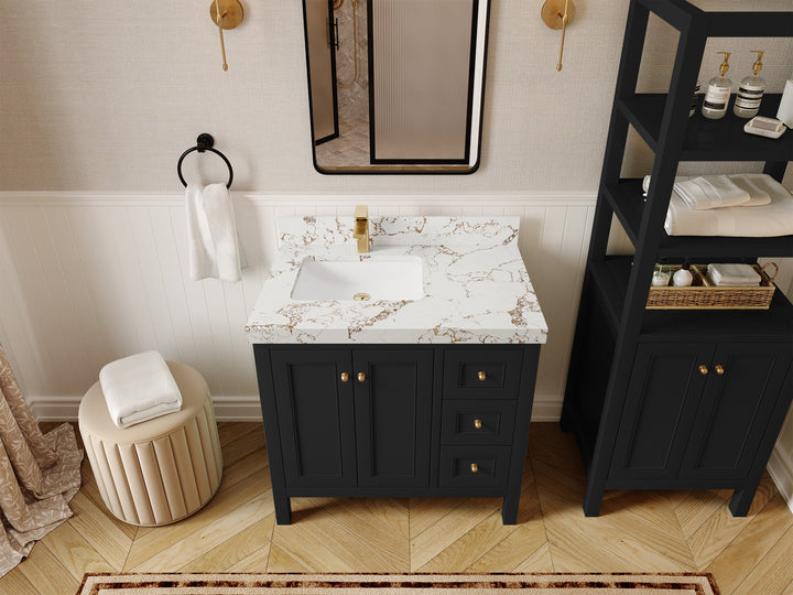 Nashville 36 in. W x 22 in. D Left Offset Sink Bathroom Vanity - photo 46
