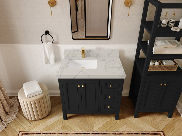 Nashville 36 in. W x 22 in. D Left Offset Sink Bathroom Vanity - photo 42