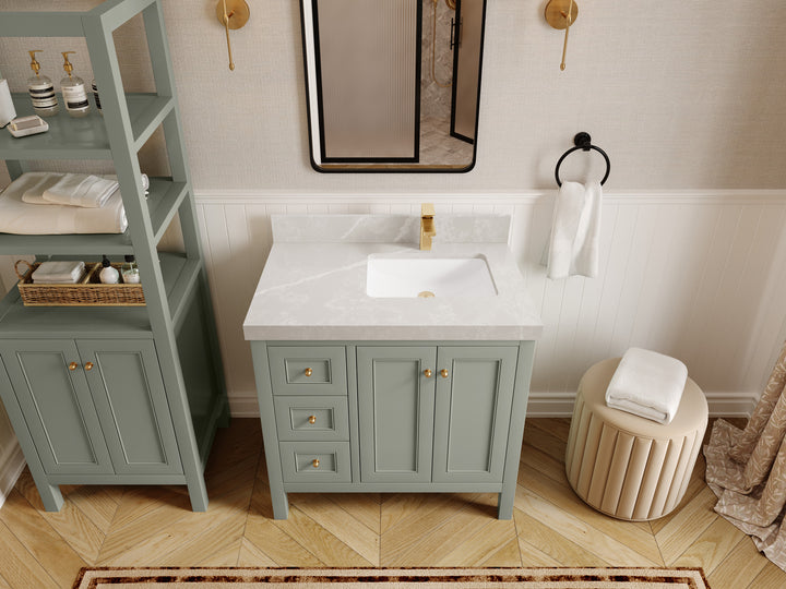 Nashville 36 in. W x 22 in. D Right Offset Sink Bathroom Vanity - photo 40