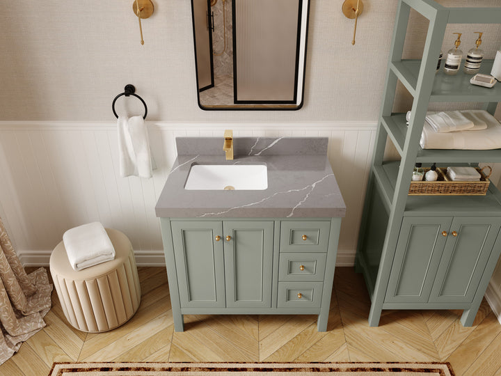 Nashville 36 in. W x 22 in. D Left Offset Sink Bathroom Vanity - photo 42