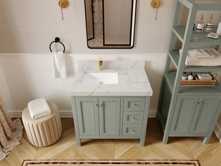 Nashville 36 in. W x 22 in. D Left Offset Sink Bathroom Vanity - photo 12
