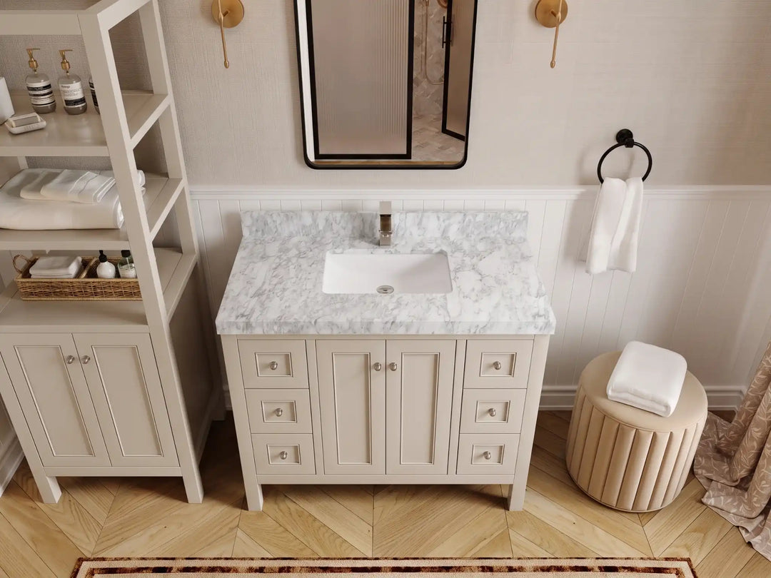 Nashville 42 in. W x 22 in. D Single Sink Bathroom Vanity | 
              
                Fine Grain Linen Beige
                
                  
             - NAS_FNG_WHQZ_42 - photo №15