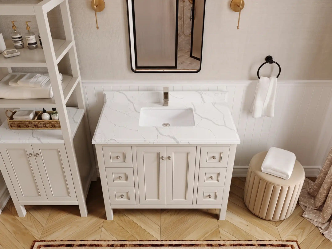 Nashville 42 in. W x 22 in. D Single Sink Bathroom Vanity | 
              
                Fine Grain Linen Beige
                
                  
             - NAS_FNG_WHQZ_42 - photo №10