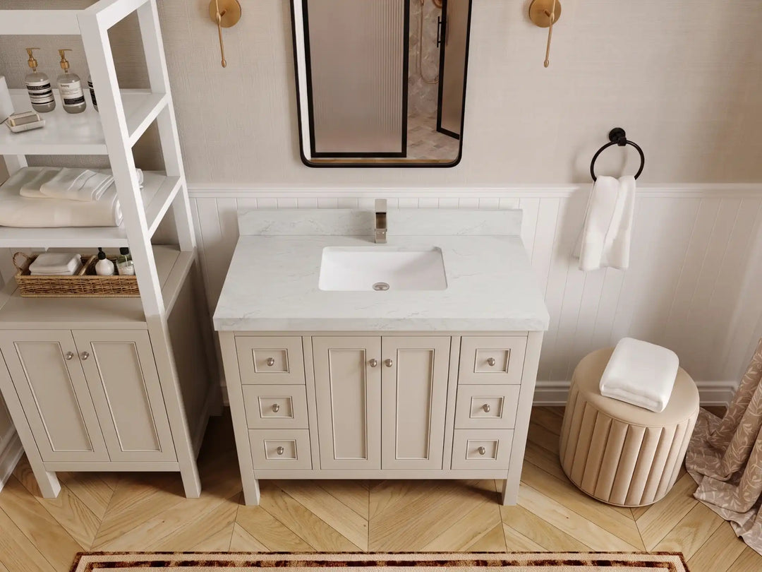 Nashville 42 in. W x 22 in. D Single Sink Bathroom Vanity | 
              
                Fine Grain Linen Beige
                
                  
             - NAS_FNG_WHQZ_42 - photo №28
