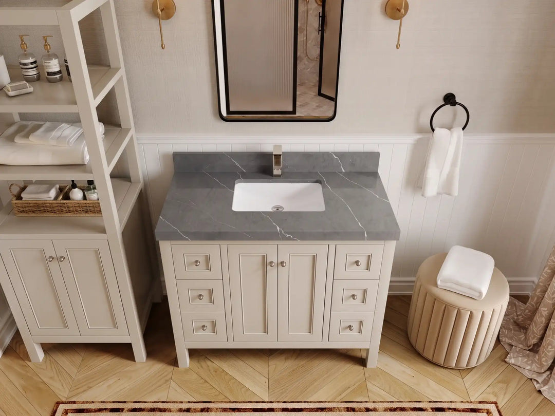 Nashville 42 in. W x 22 in. D Single Sink Bathroom Vanity | 
              
                Fine Grain Linen Beige
                
                  
             - NAS_FNG_WHQZ_42 - photo №18