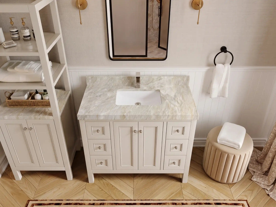 Nashville 42 in. W x 22 in. D Single Sink Bathroom Vanity | 
              
                Fine Grain Linen Beige
                
                  
             - NAS_FNG_WHQZ_42 - photo №29