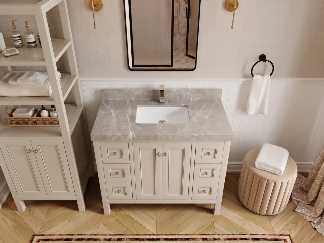 Nashville 42 in. W x 22 in. D Single Sink Bathroom Vanity | 
              
                Fine Grain Linen Beige
                
                  
             - NAS_FNG_WHQZ_42 - photo №30
