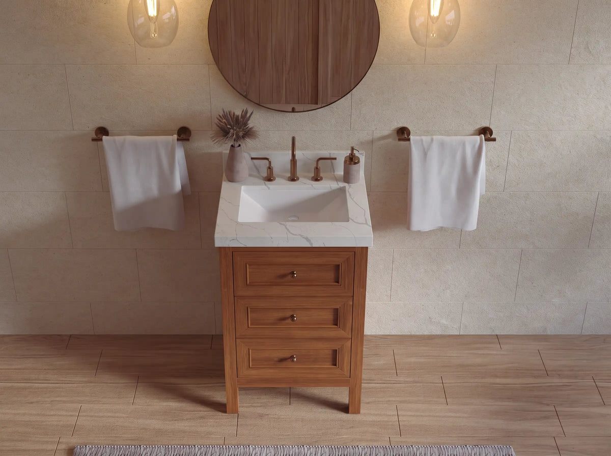 Nashville Teak Wood 24 in. W x 22 in. D Single Sink Bathroom Vanity