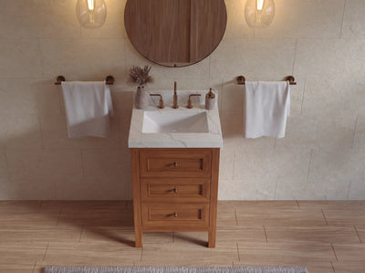 Nashville Teak Wood 24 in. W x 22 in. D Single Sink Bathroom Vanity