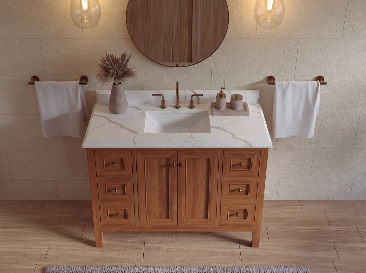 Nashville Teak Wood 48 in. W x 22 in. D Single Sink Bathroom Vanity