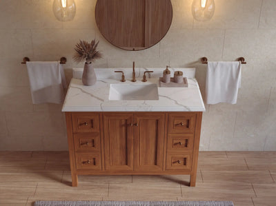 Nashville Teak Wood 48 in. W x 22 in. D Single Sink Bathroom Vanity