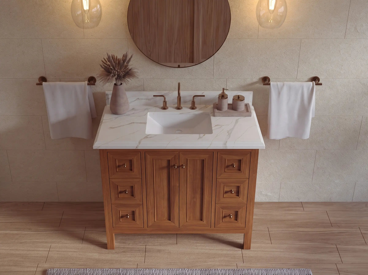 Nashville Teak Wood 42 in. W x 22 in. D Single Sink Bathroom Vanity