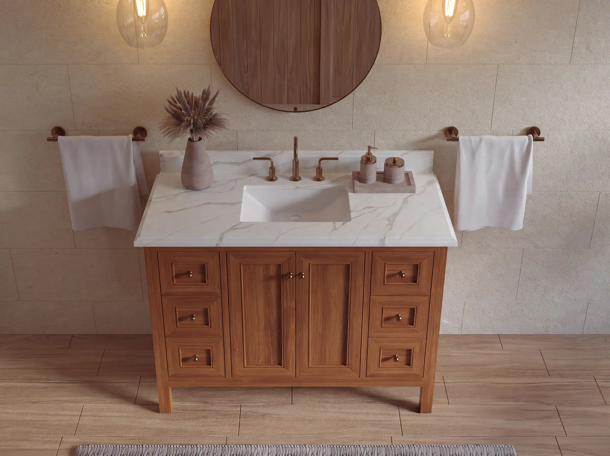 Nashville Teak Wood 48 in. W x 22 in. D Single Sink Bathroom Vanity