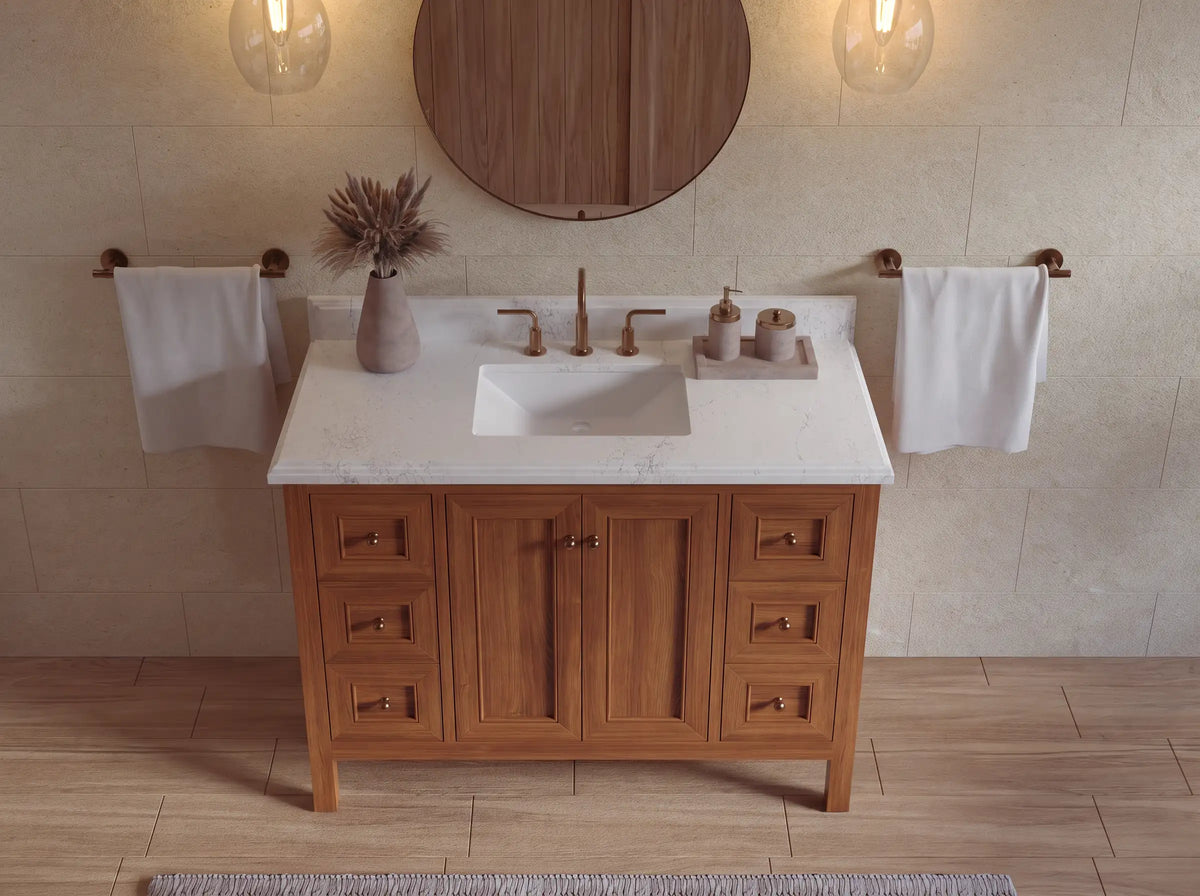 Nashville Teak Wood 48 in. W x 22 in. D Single Sink Bathroom Vanity