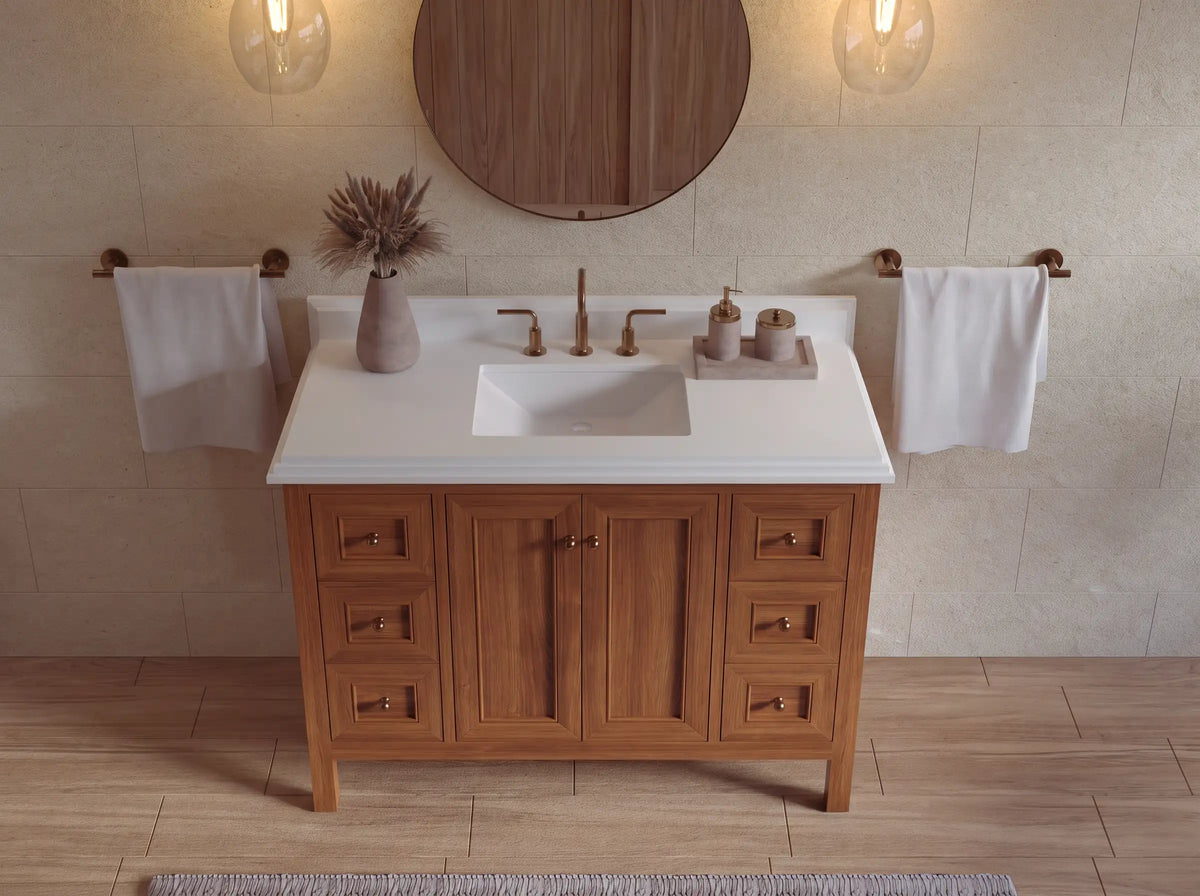 Nashville Teak Wood 48 in. W x 22 in. D Single Sink Bathroom Vanity