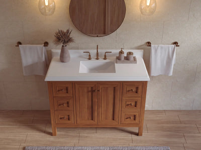 Nashville Teak Wood 48 in. W x 22 in. D Single Sink Bathroom Vanity
