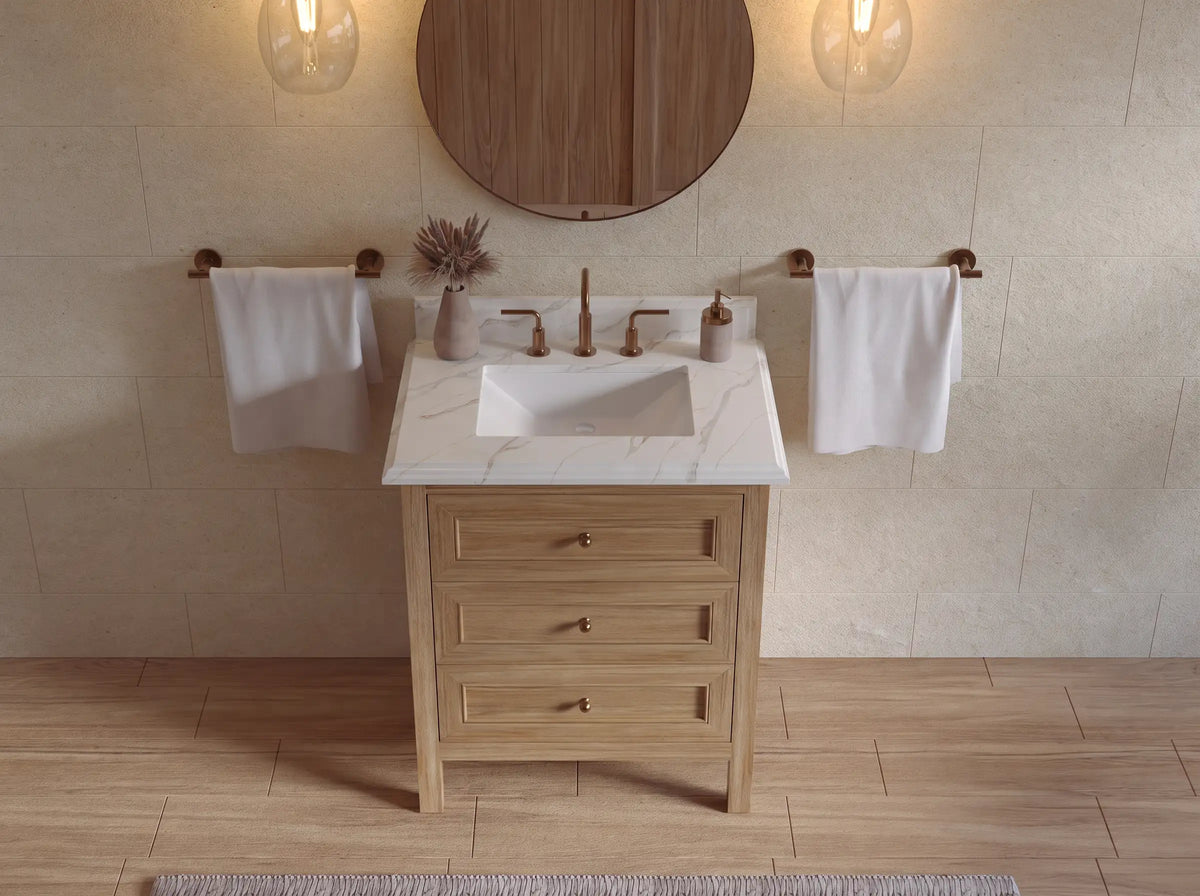 Nashville Teak Wood 30 in. W x 22 in. D Single Sink Bathroom Vanity