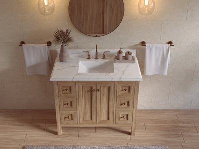 Nashville Teak Wood 42 in. W x 22 in. D Single Sink Bathroom Vanity