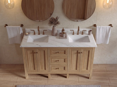 Nashville Teak Wood 60 in. W x 22 in. D Double Sink Bathroom Vanity
