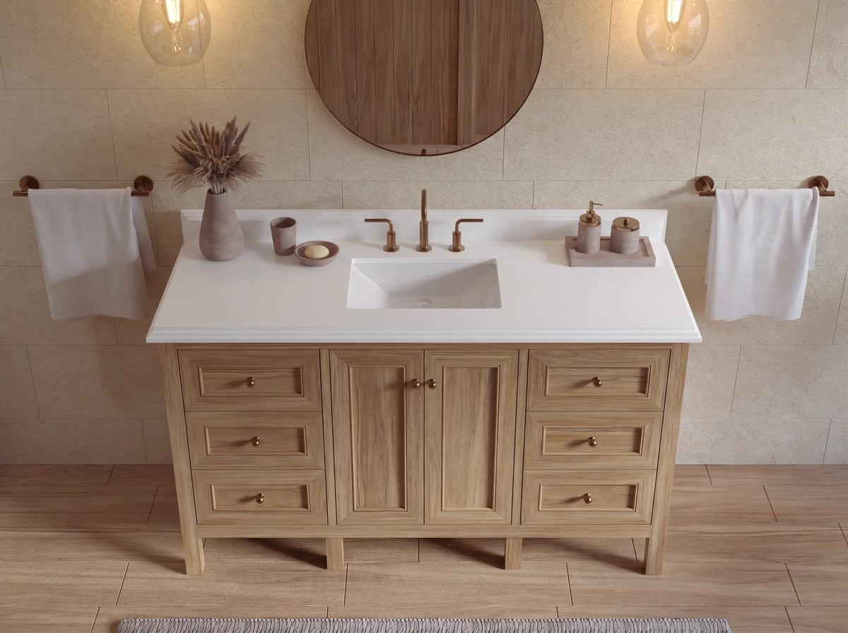 Nashville Teak Wood 60 in. W x 22 in. D Single Sink Bathroom Vanity