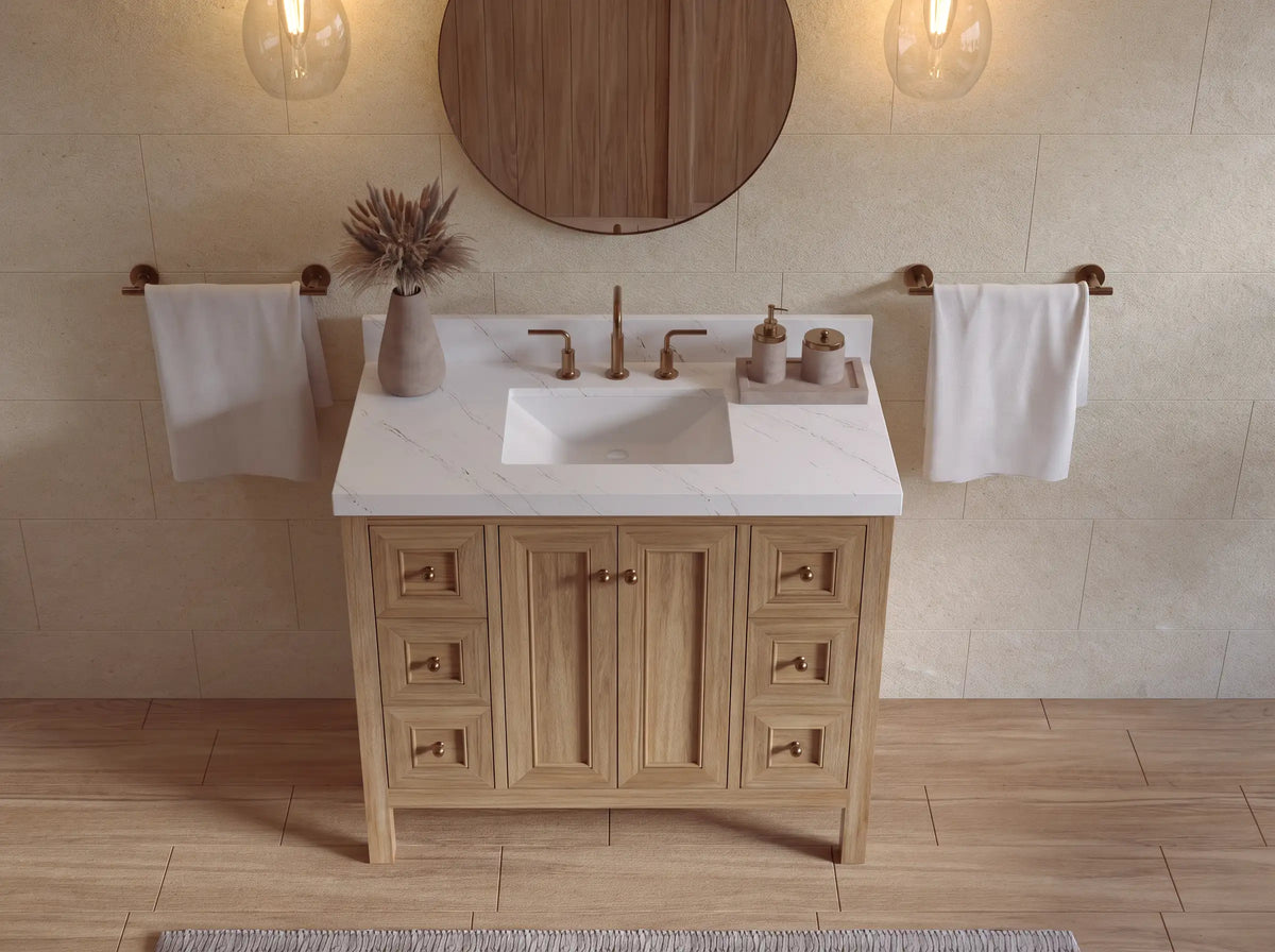 Nashville Teak Wood 42 in. W x 22 in. D Single Sink Bathroom Vanity