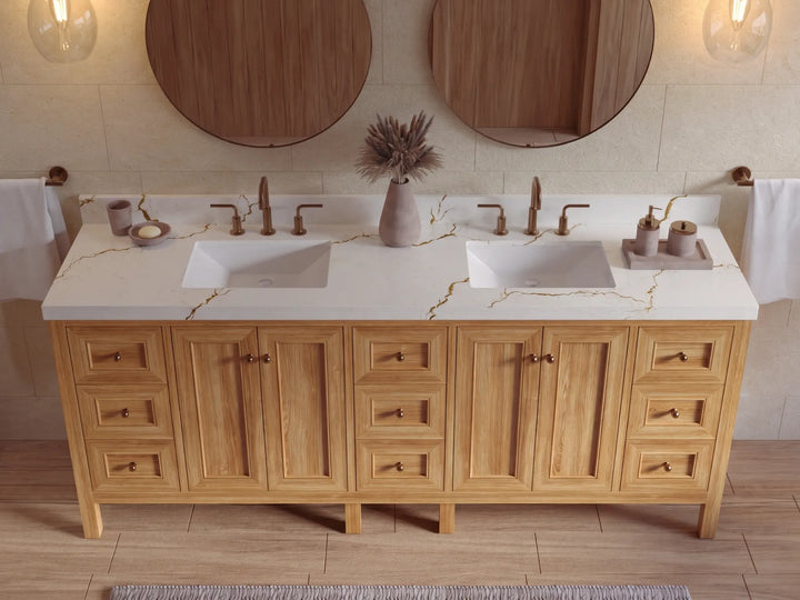 Nashville Teak Wood 72 in. W x 22 in. D Double Sink Bathroom Vanity - photo 15