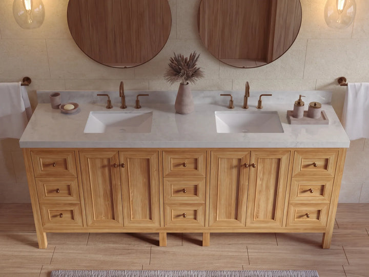 Nashville Teak Wood 72 in. W x 22 in. D Double Sink Bathroom Vanity - photo 23