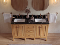 Nashville Teak Wood 60 in. W x 22 in. D Double Sink Bathroom Vanity - photo 12