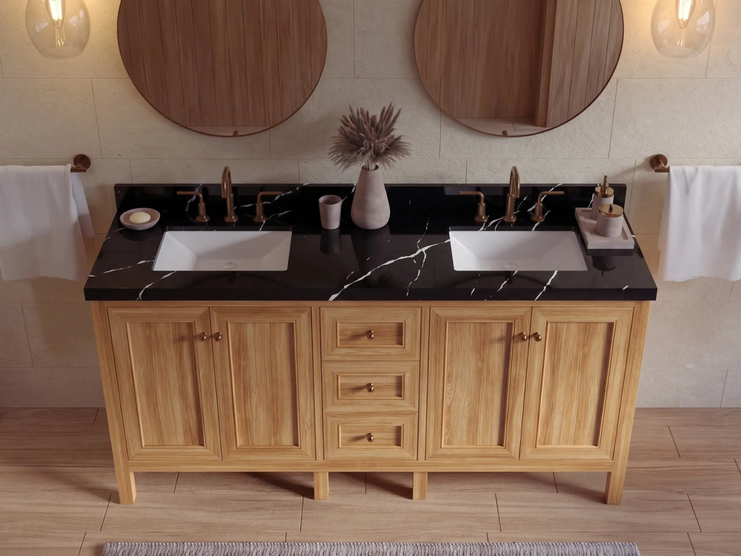 Nashville Teak Wood 72 in. W x 22 in. D Double Sink Bathroom Vanity | 
              
                Light Natural Teak
                
                  
             - NAS_TK_LNT_WHQZ_72D - photo №15