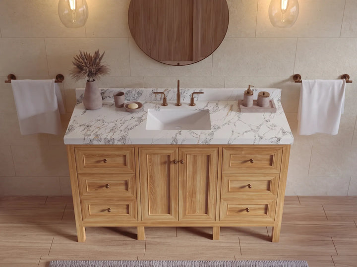 Nashville Teak Wood 60 in. W x 22 in. D Single Sink Bathroom Vanity - photo 17