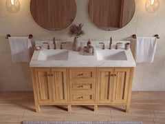 Nashville Teak Wood 60 in. W x 22 in. D Double Sink Bathroom Vanity - photo 17