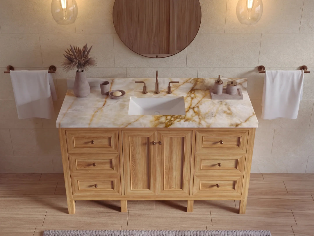 Nashville Teak Wood 60 in. W x 22 in. D Single Sink Bathroom Vanity | 
              
                Light Natural Teak
                
                  
             - NAS_TK_LNT_WHQZ_60S - photo №31