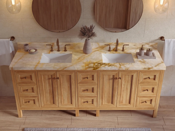 Nashville Teak Wood 72 in. W x 22 in. D Double Sink Bathroom Vanity - photo 34