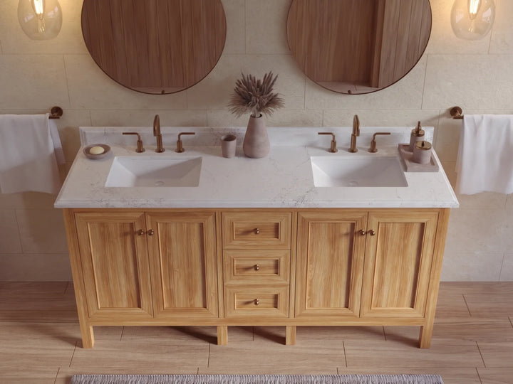 Nashville Teak Wood 72 in. W x 22 in. D Double Sink Bathroom Vanity - photo 9