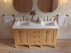 Nashville Teak Wood 60 in. W x 22 in. D Double Sink Bathroom Vanity - photo 36
