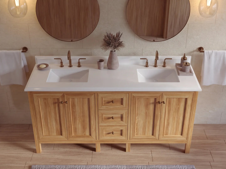 Nashville Teak Wood 72 in. W x 22 in. D Double Sink Bathroom Vanity - photo 10
