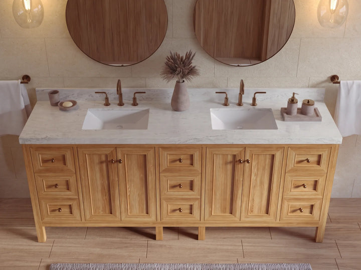 Nashville Teak Wood 84 in. W x 22 in. D Double Sink Bathroom Vanity - photo 27