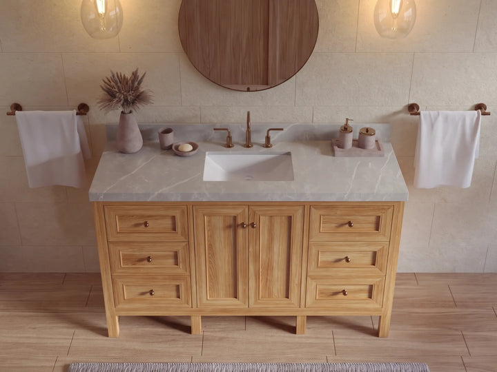 Nashville Teak Wood 60 in. W x 22 in. D Single Sink Bathroom Vanity - photo 21