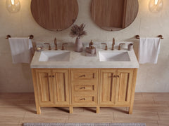 Nashville Teak Wood 60 in. W x 22 in. D Double Sink Bathroom Vanity - photo 9