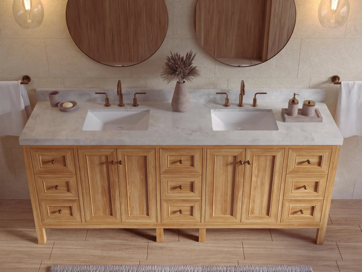 Nashville Teak Wood 72 in. W x 22 in. D Double Sink Bathroom Vanity - photo 13