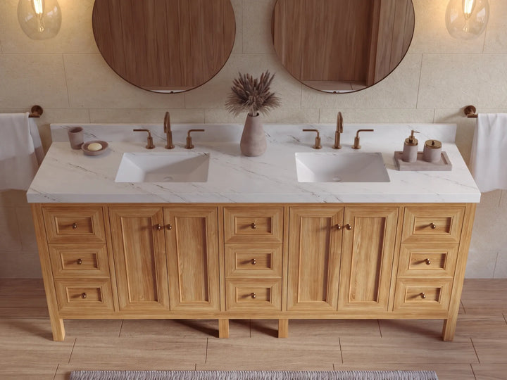 Nashville Teak Wood 72 in. W x 22 in. D Double Sink Bathroom Vanity - photo 35